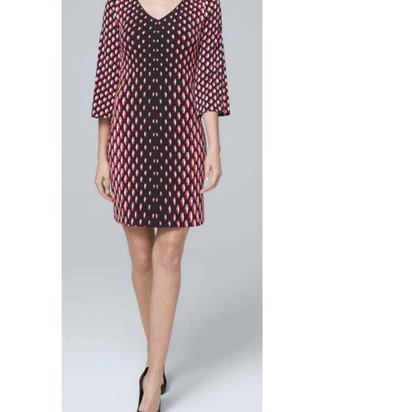 WHBM Black/Red Split-Sleeve Shift Dress - Picture 1 of 3